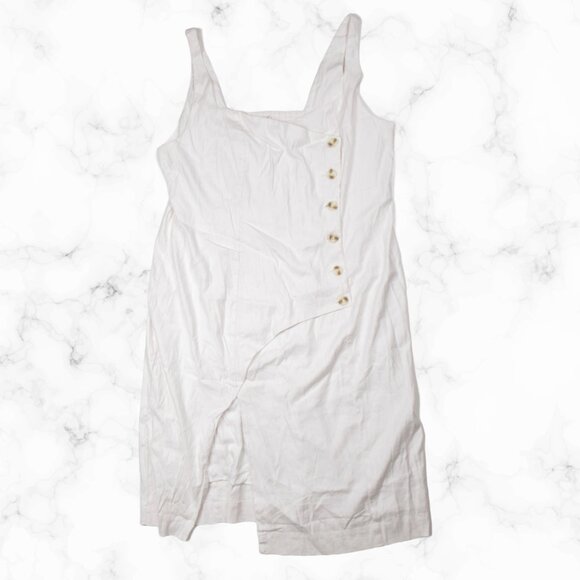 By Anthropologie Sleeveless Linen Button Wrap Midi Dress White 3X - Picture 4 of 11